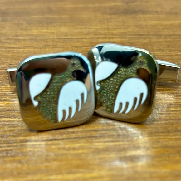 de Passillé/Sylvestre Silver Tone Duck Cufflinks - Picture 9 of 11
